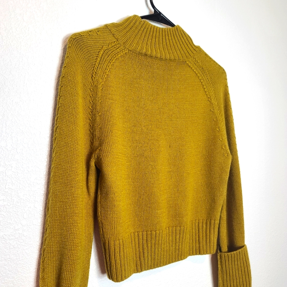 Land Of Distraction Women’s Wool Alpaca Cropped Mock Neck Sweater – Mustard Yell - Picture 9 of 10